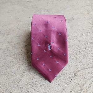 Yves Saint Laurent Pink Tie with Blue Dots
